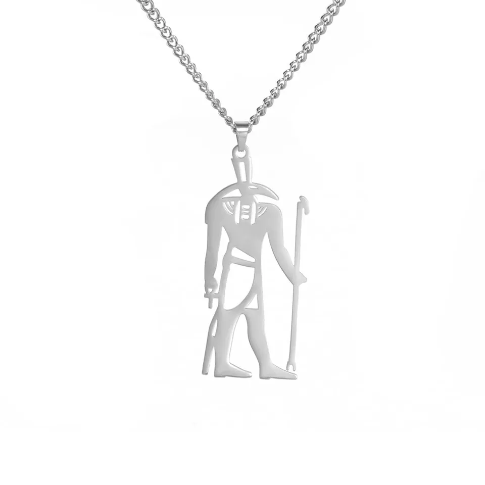 EUEAVAN Necklaces collana acciaio dio Seth argento