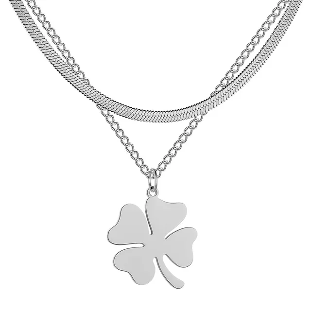 EUEAVAN Necklaces collana quadrifoglio Argento2 minimalista