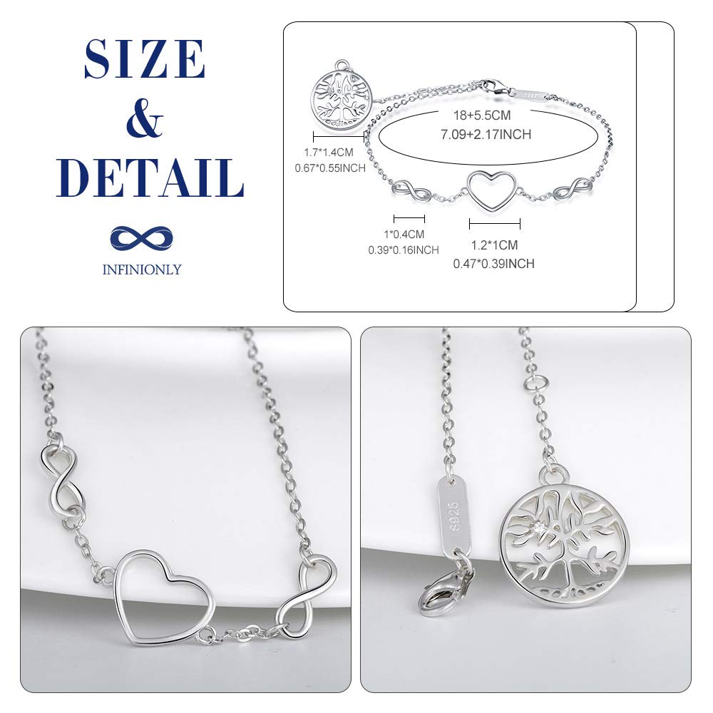 INFINIONLY bracciale argento 925 cuore infinito zirconi donna