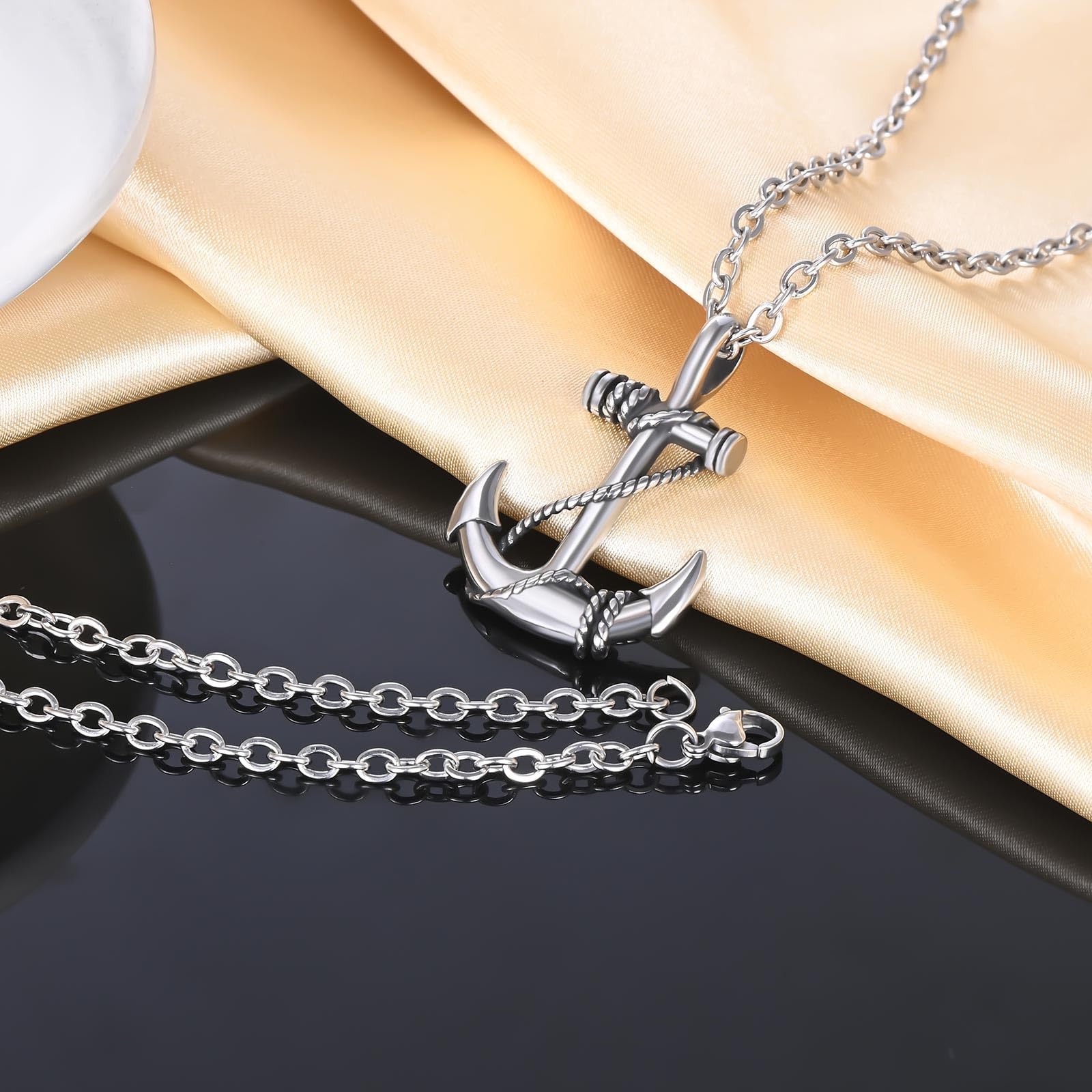 INFINIONLY Fashion collana ancora acciaio argento uomo