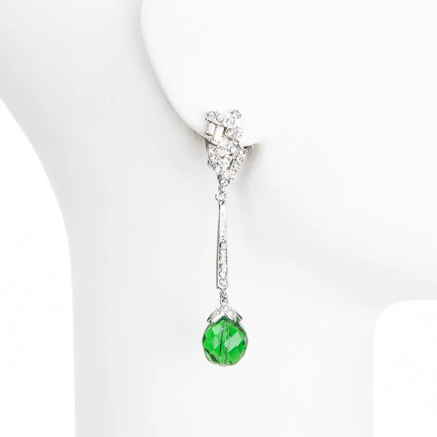 Chic Ad Hoc Orecchini clip zirconi goccia verde bosco