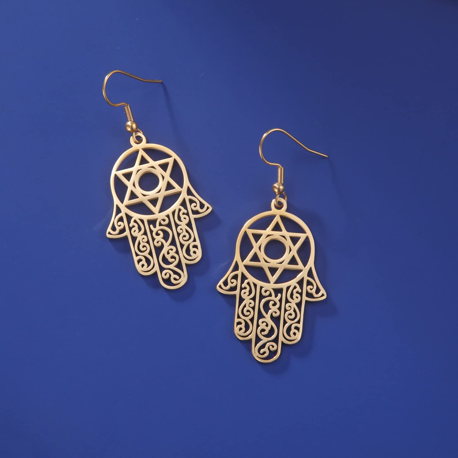 EUEAVAN Earrings Orecchini Hamsa oro amuleto protezione