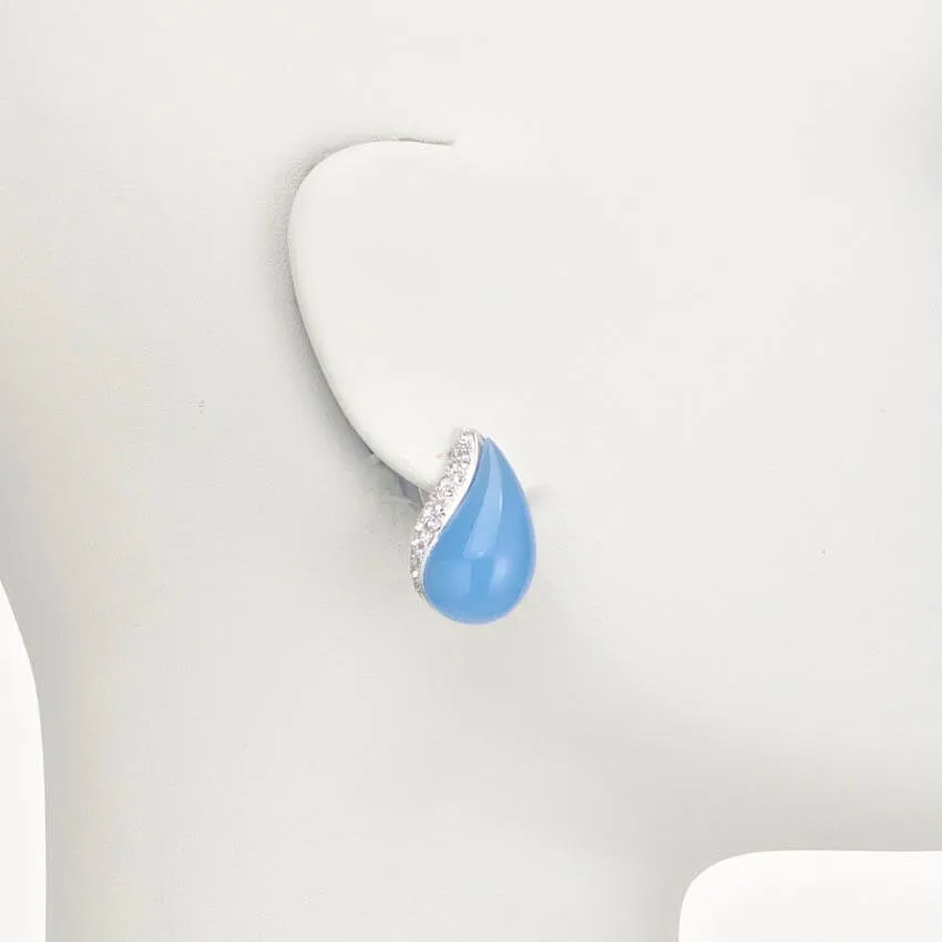 Chic Ad Hoc Orecchino clip goccia argento calcedonio