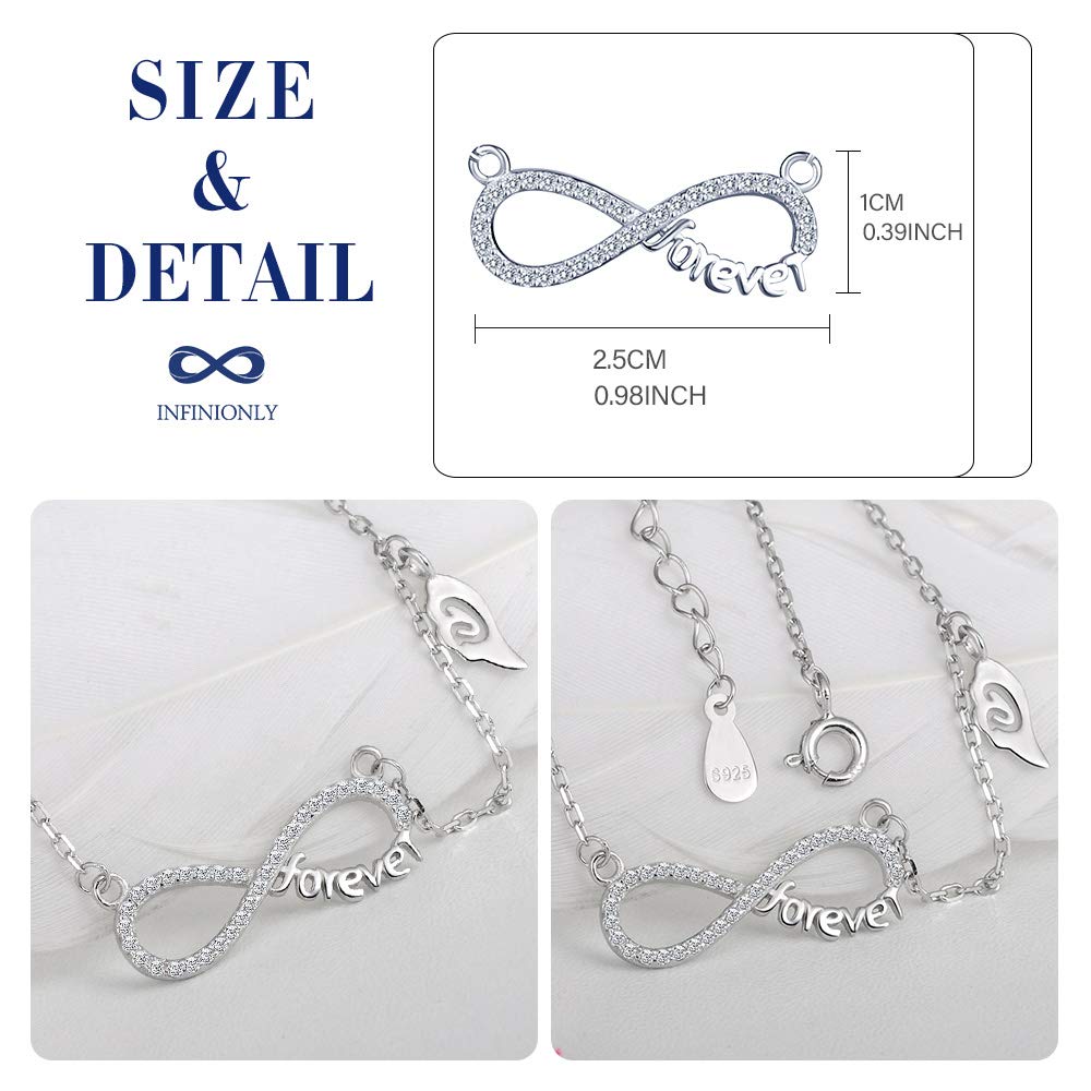 INFINIONLY Fashion Necklaces collana infinito argento 925 con zirconi