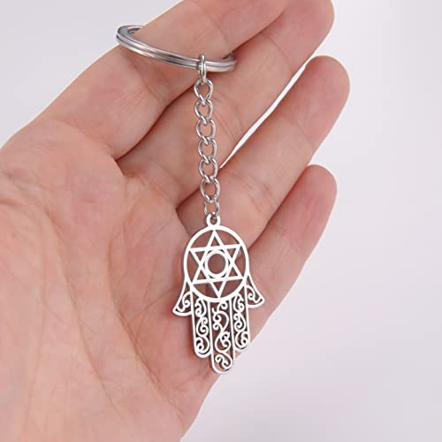 EUEAVAN Keyrings portachiavi hamsa mano fatima argento