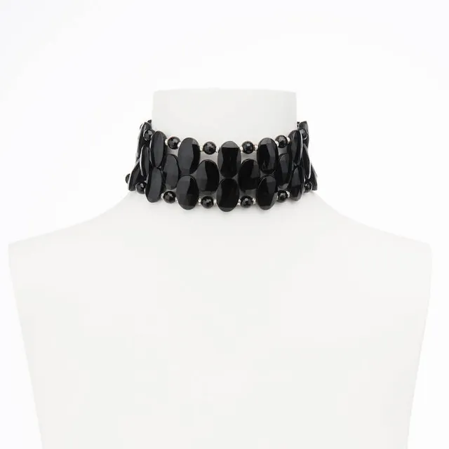 Chic Ad Hoc Collane Collarino choker nero argento collana