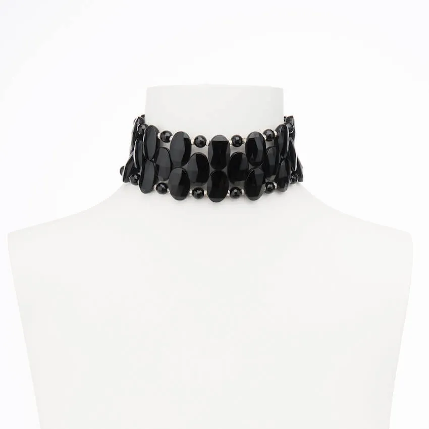 Chic Ad Hoc Collane Collarino choker nero argento collana
