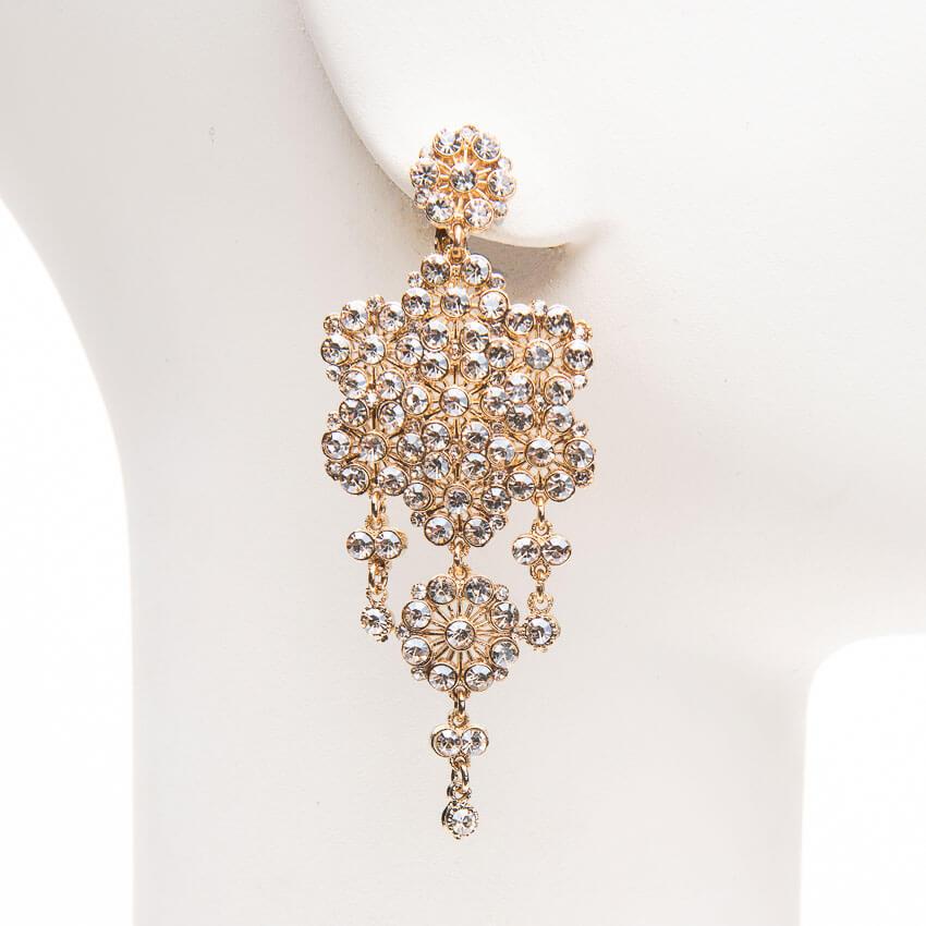 Chic Ad Hoc Orecchini clip lunghi fiore oro