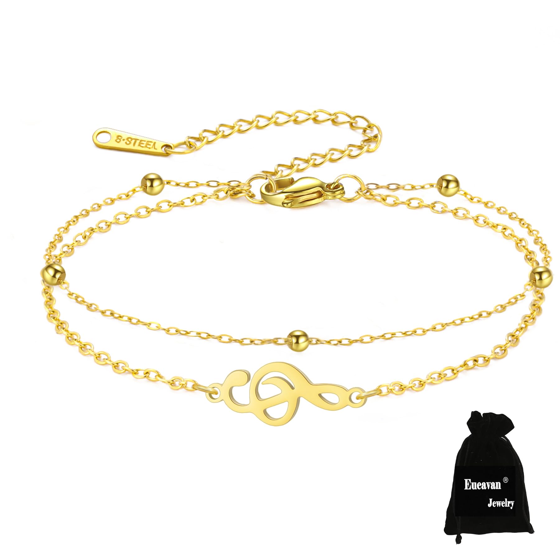 EUEAVAN Bracelets Braccialetto musica argento multistrato