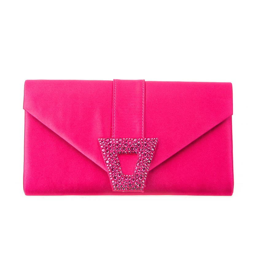 Chic Ad Hoc Borse pochette busta satin strass fuxia