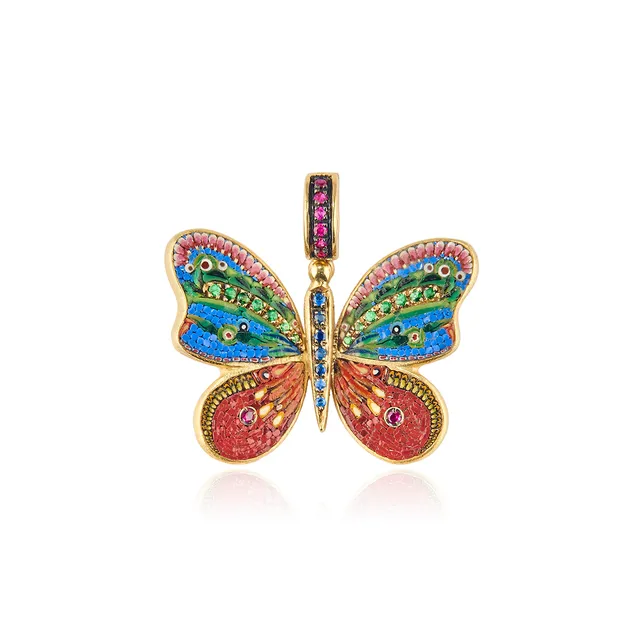 Le Sibille Mariposa Big Pendant farfalla oro zaffiri