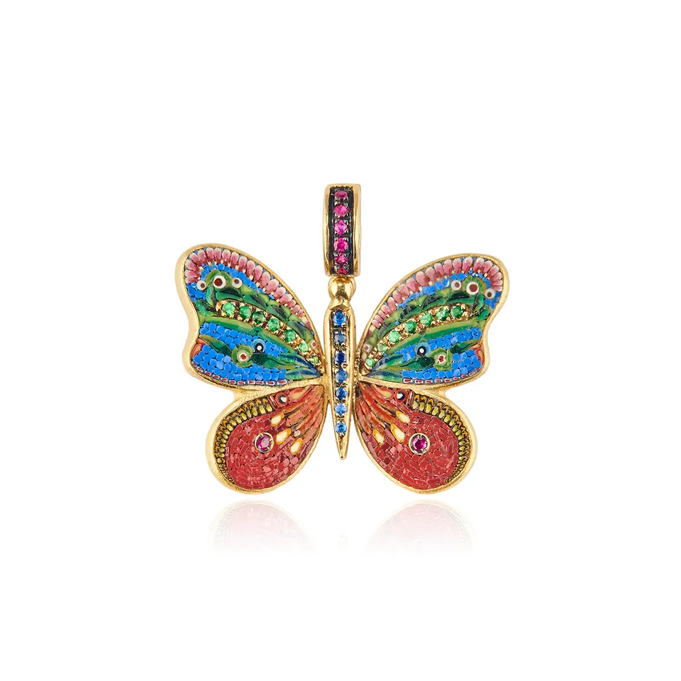 Le Sibille Mariposa Big Pendant farfalla oro zaffiri