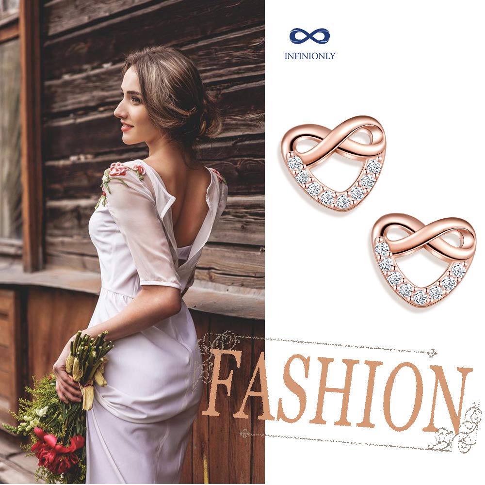 Infinionly Fashion orecchini cuore argento 925 zirconi infinito