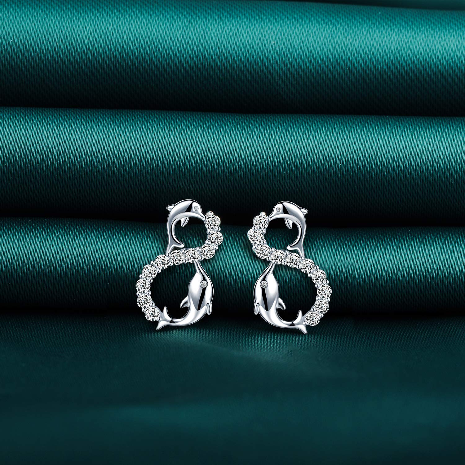 Infinionly Fashion orecchini delfino argento zircone