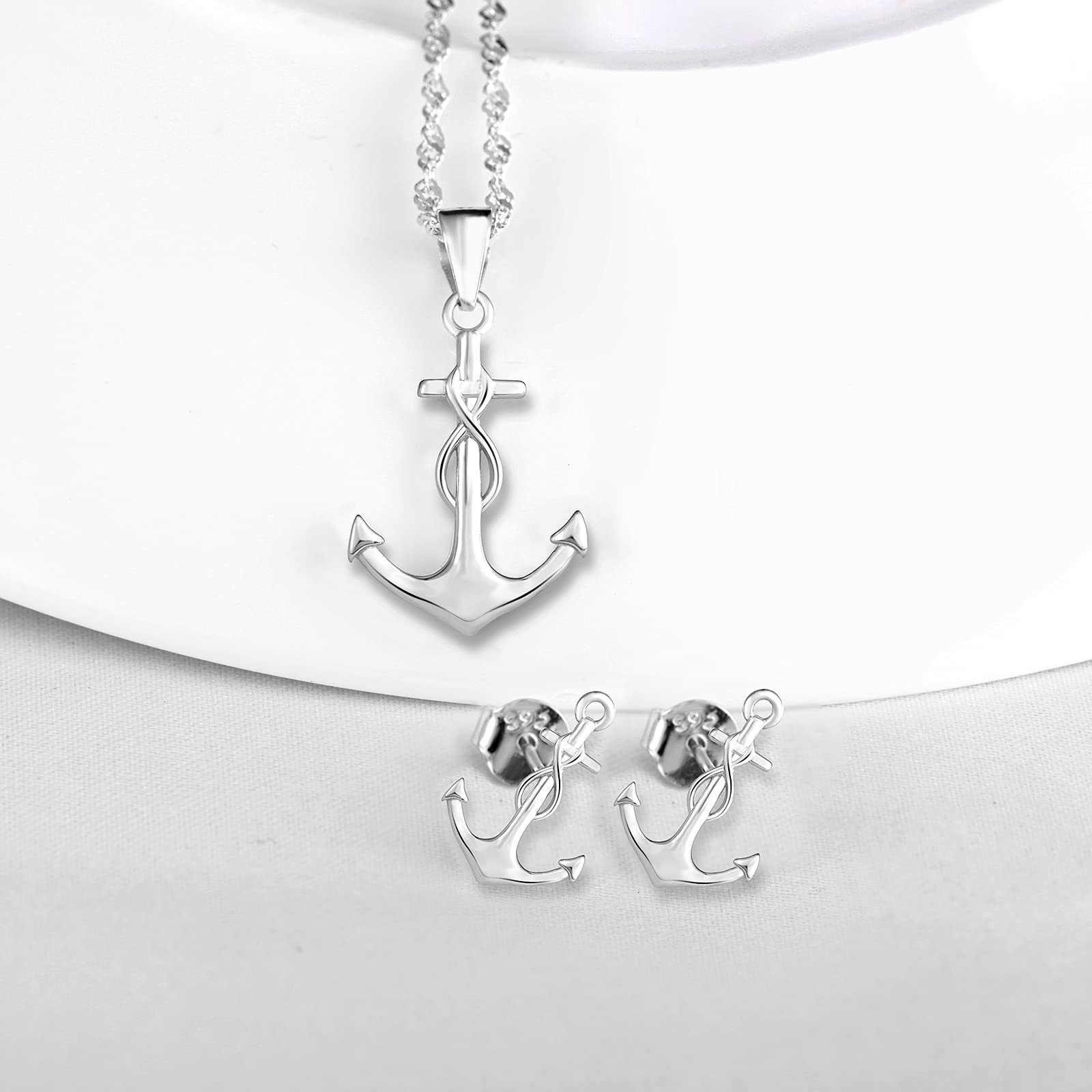 INFINIONLY Fashion Necklaces parure argento D-sets infinito ancora