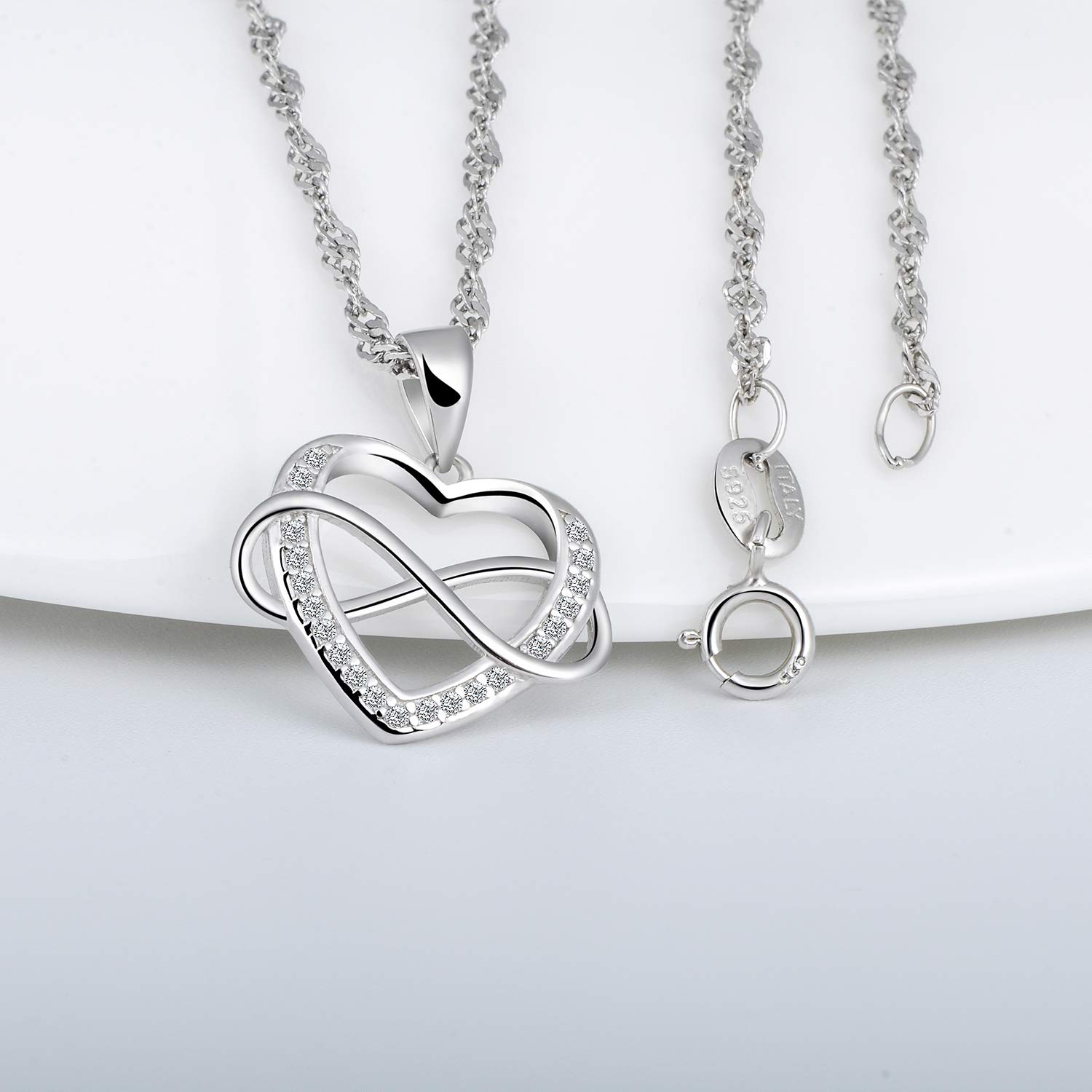 INFINIONLY Fashion Necklaces collana mini cuore infinito argento zirconi