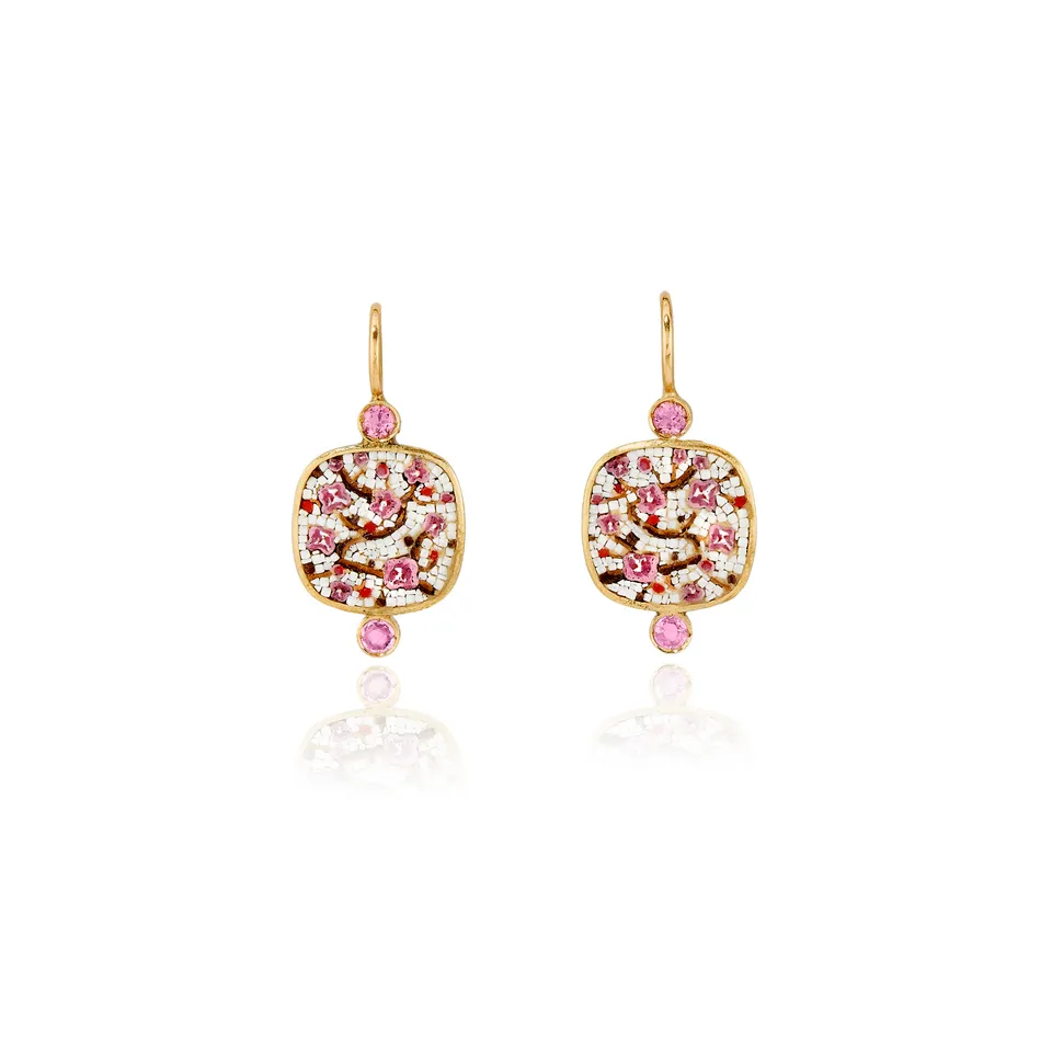 Le Sibille Cherry Blossom orecchini oro 18 ct zaffiri rosa