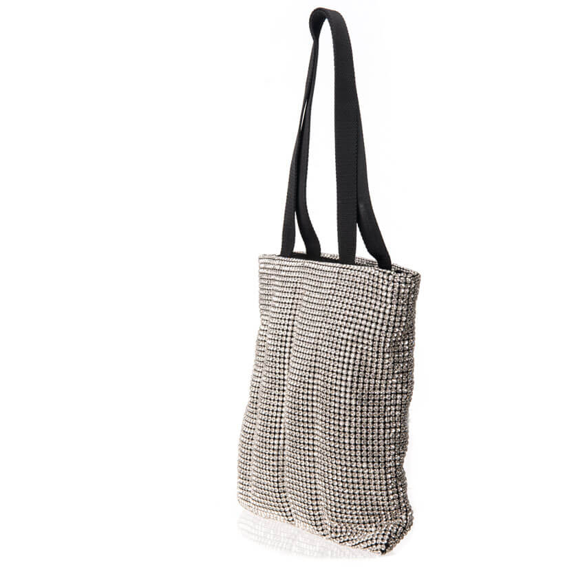 Chic Ad Hoc Pochette maglia cristalli argento shopper L