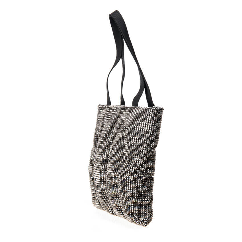 Chic Ad Hoc Pochette shopper L cristalli argento brunito