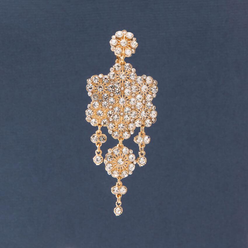 Chic Ad Hoc Orecchini clip lunghi fiore oro