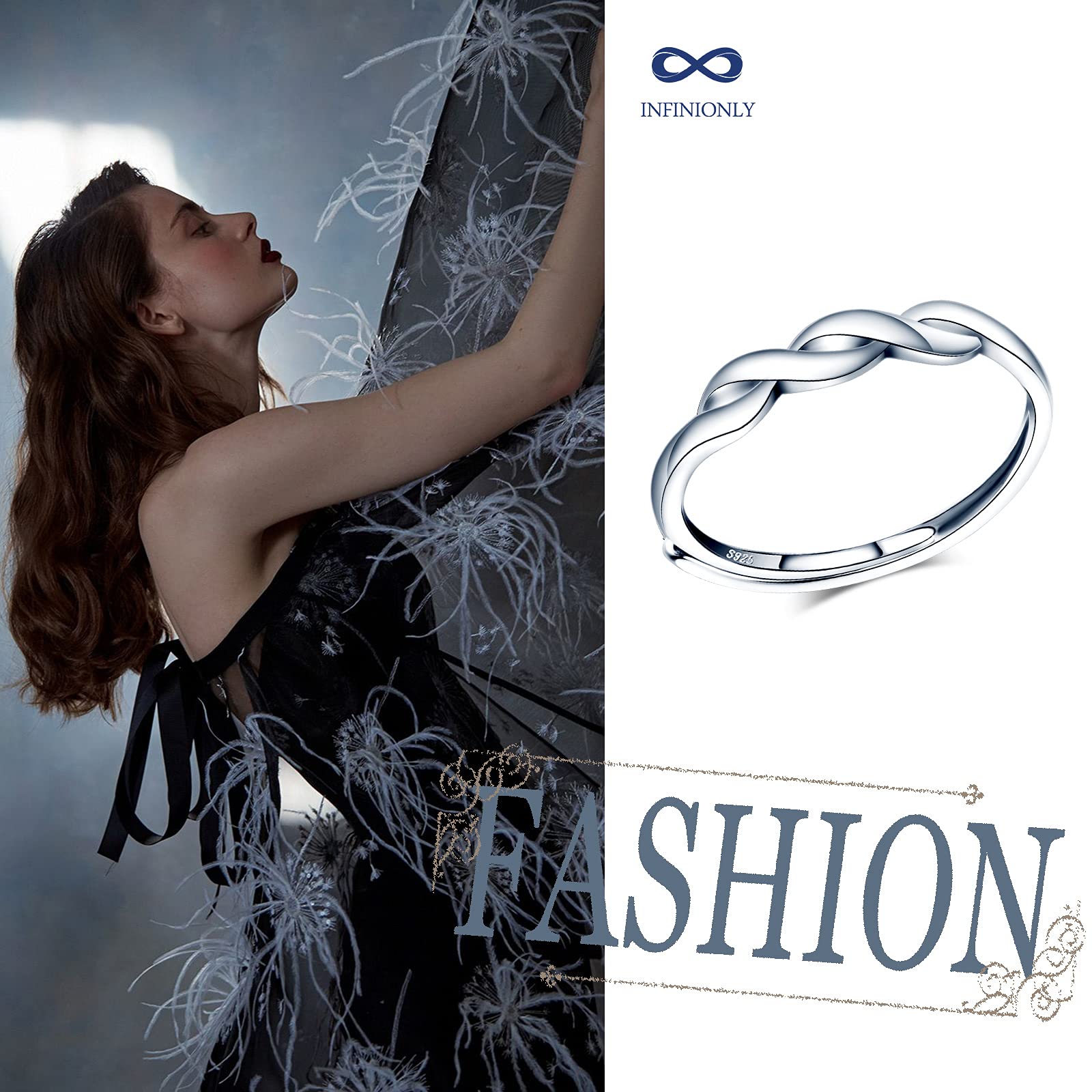 Infinionly Anello Infinito Argento 925 Regolabile Donna