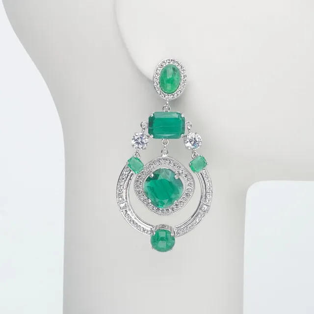 Chic Ad Hoc Orecchini a Clip Argento Verde Smeraldo
