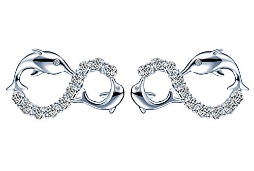 Infinionly Fashion orecchini delfino argento zircone