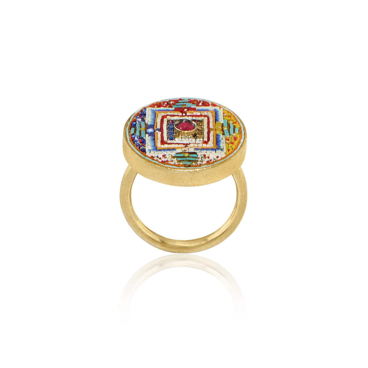 Le Sibille Mandala anello oro 18ct diamanti rubini zaffiri