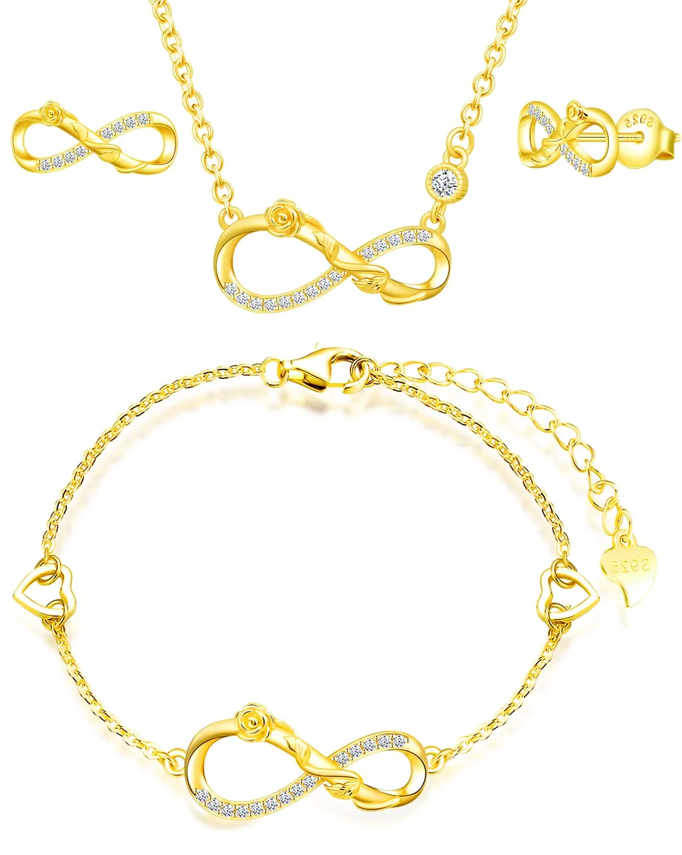 Infinionly Fashion Necklaces parure C argento 925 infinito fiore