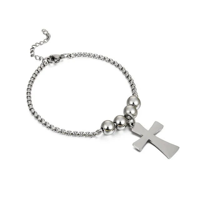 EUEAVAN Bracciale Croce Acciaio Inox Sfera Uomo Senza Pietra