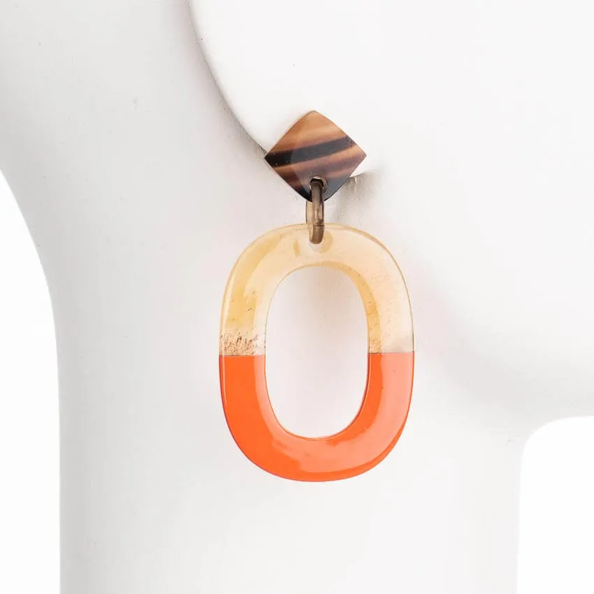 Chic Ad Hoc Orecchini corno e smalto arancione