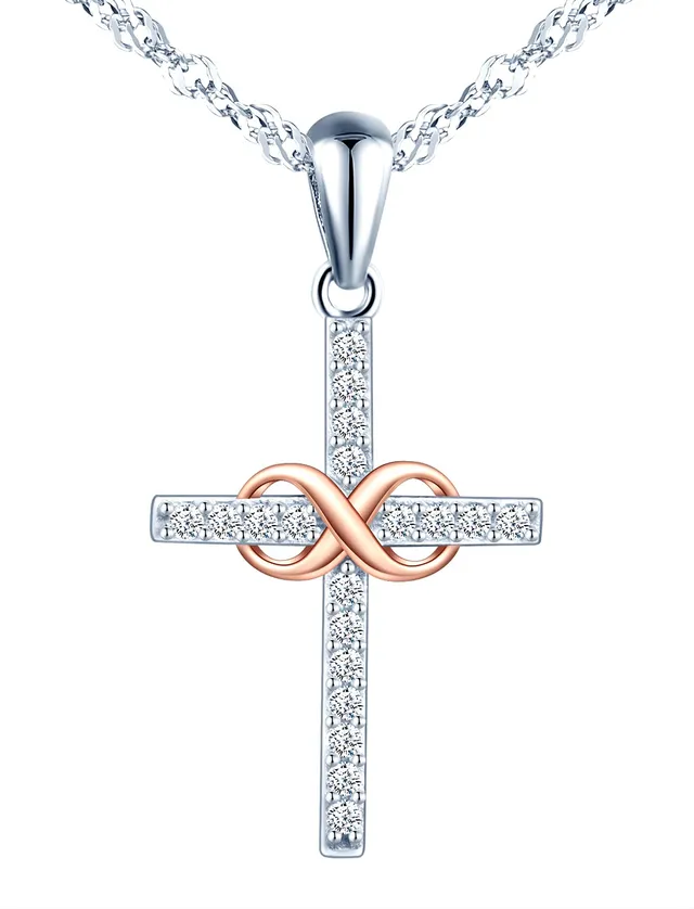 INFINIONLY collana croce infinito bicolore argento B-collane