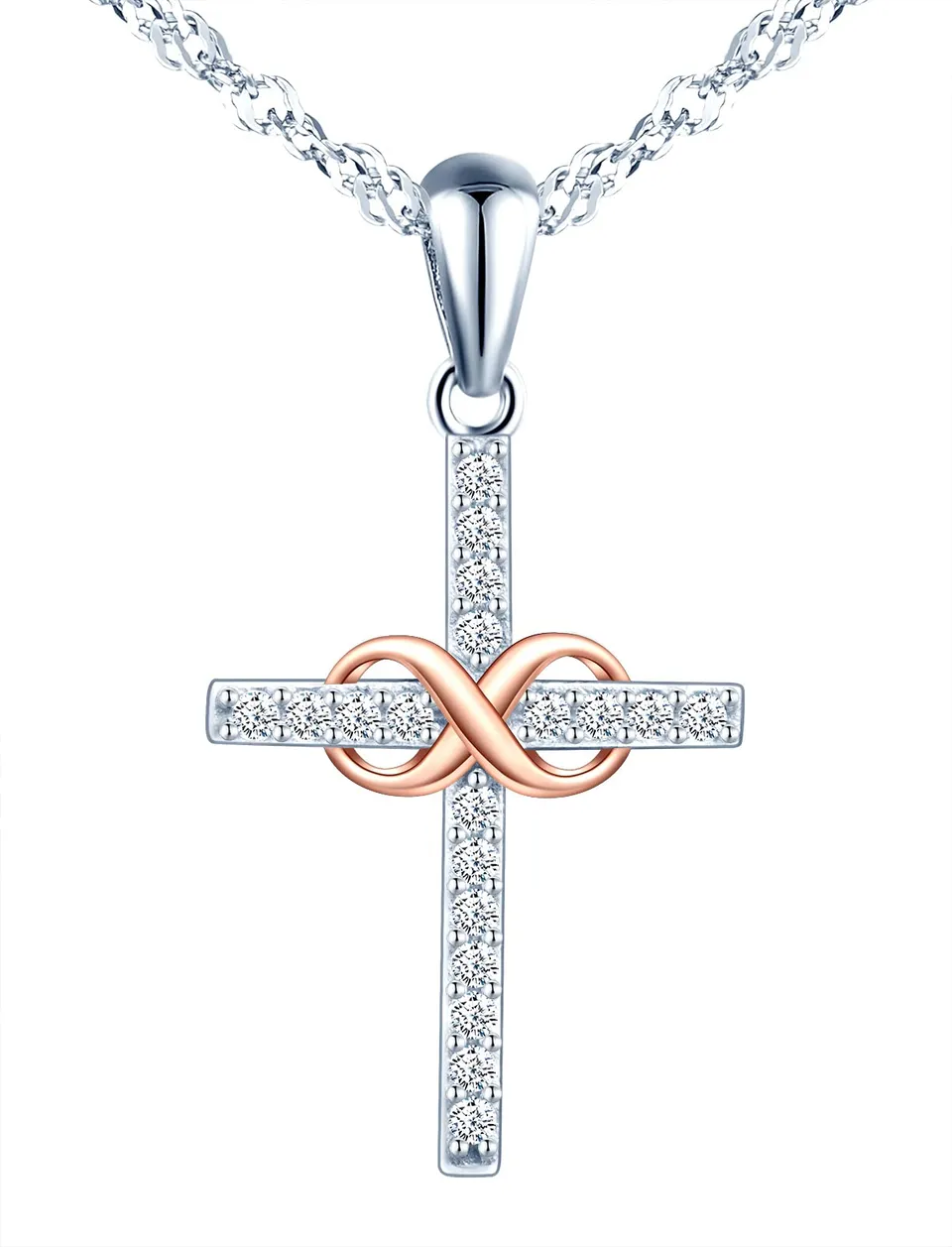 INFINIONLY collana croce infinito bicolore argento B-collane