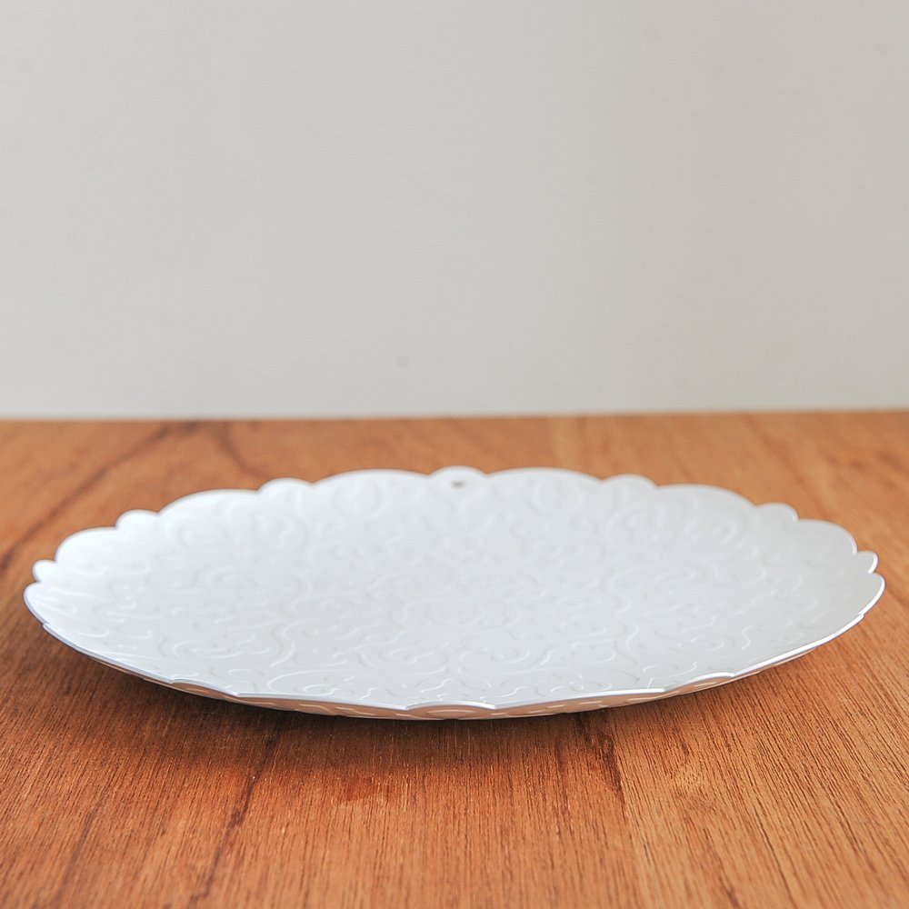 Alessi Dressed Vassoio Rotondo 25 cm Bianco Acciaio Rilievo