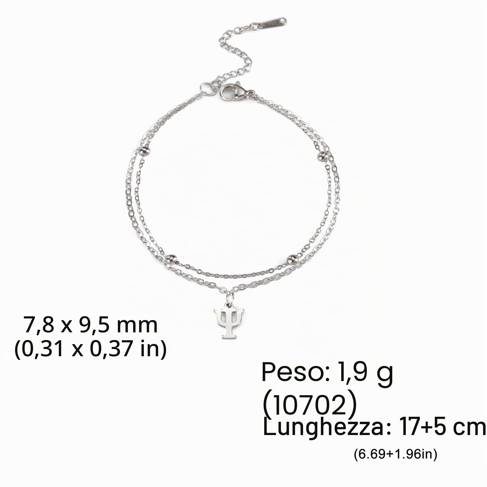 EUEAVAN bracciale Psi argento psicologia psicologo