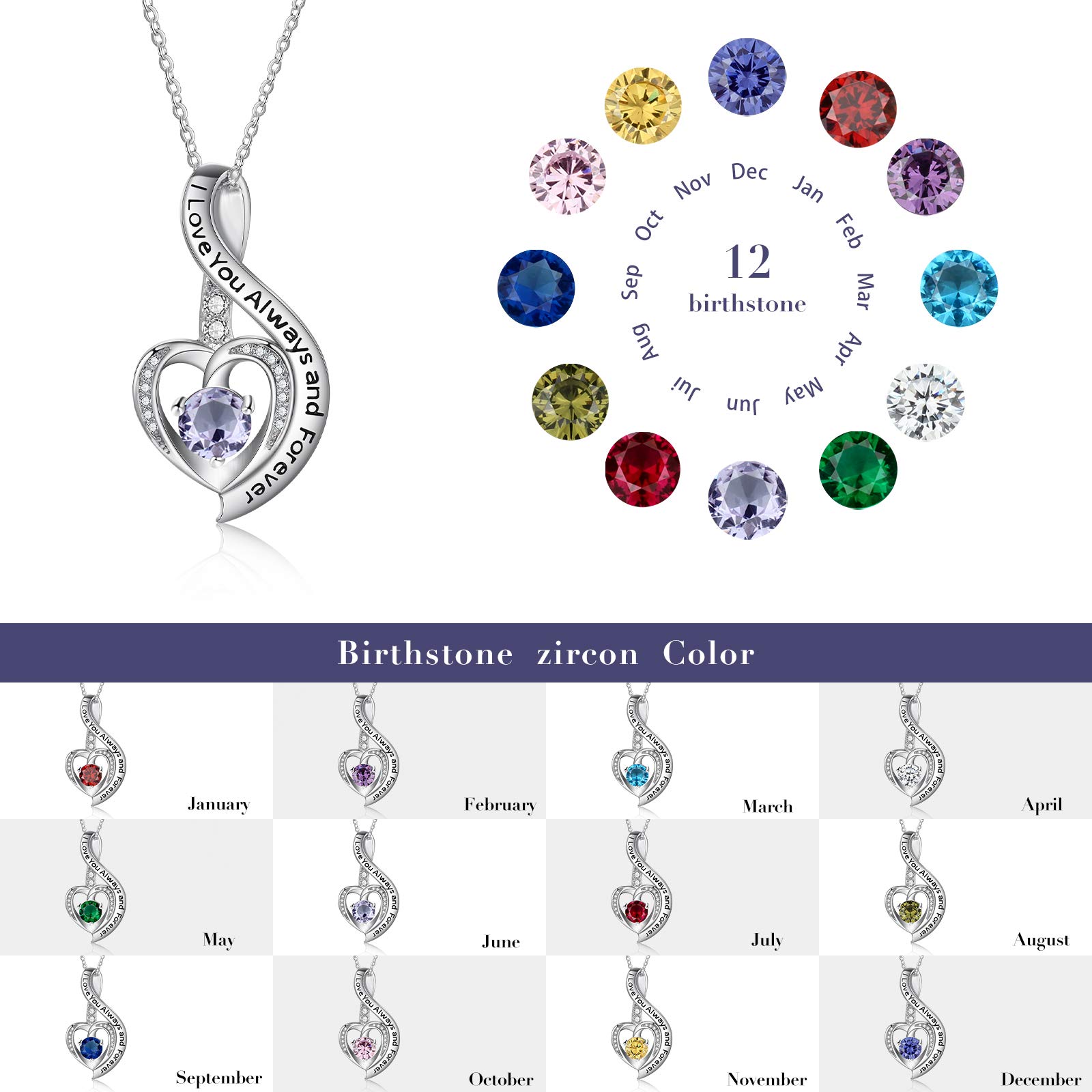 Jessemade Gioielli Collana Cuore Argento 925 Zirconi Mamma