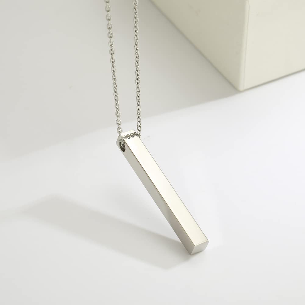 EUEAVAN Necklaces collana barra acciaio 60cm argento