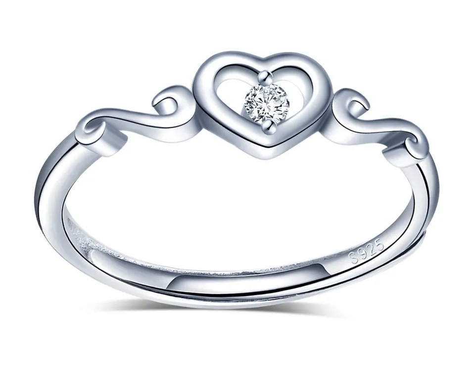 Infinionly Fashion anello argento 925 cuore regolabile zirconi