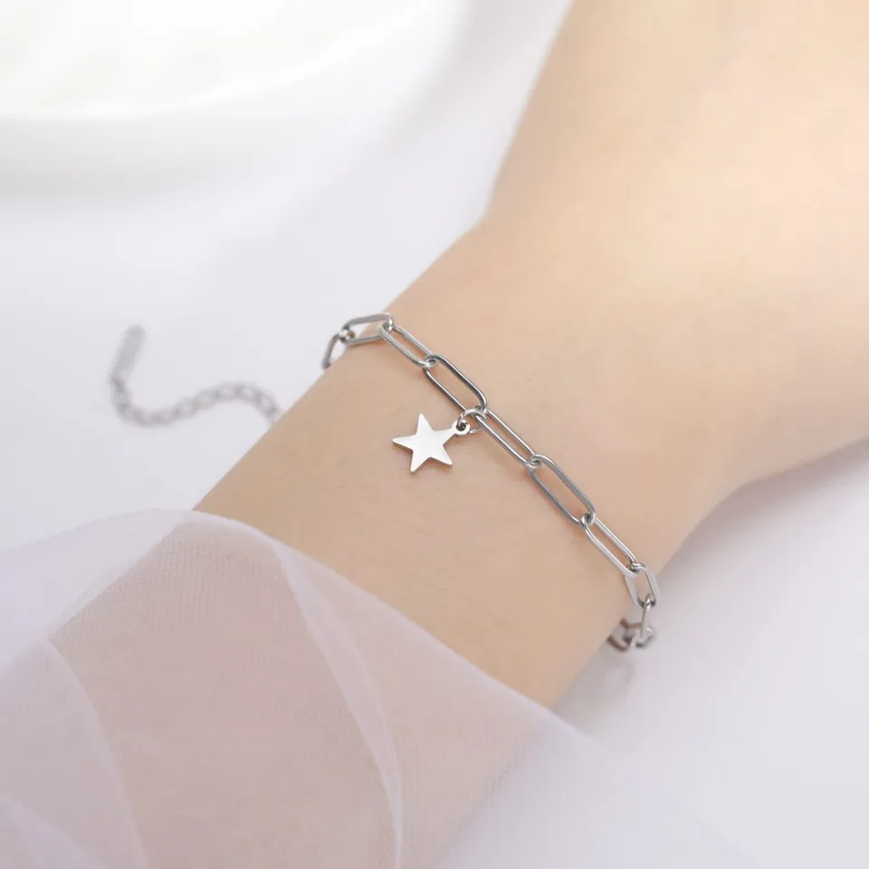 EUEAVAN Stella bracciale acciaio inox con clip personalizzata