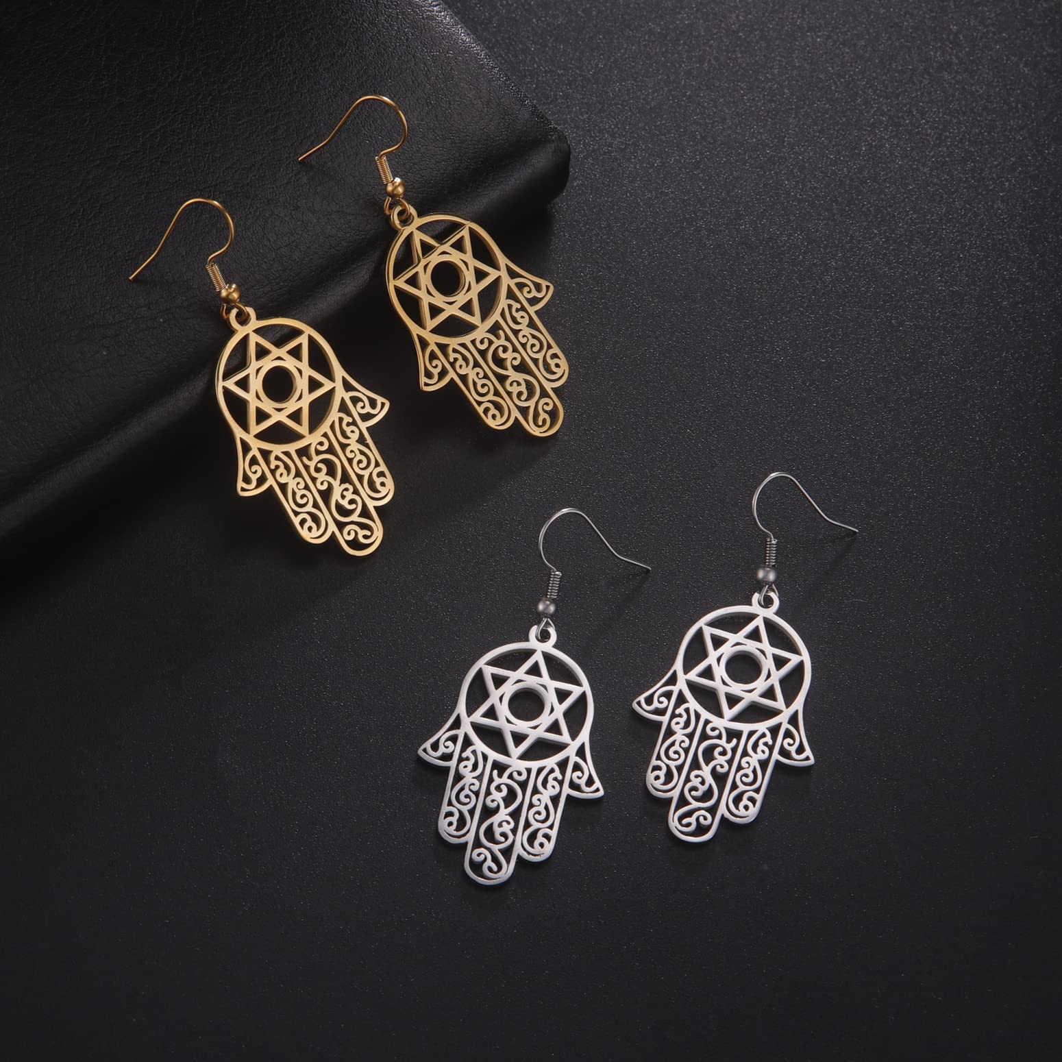 EUEAVAN Earrings Orecchini Hamsa oro amuleto protezione