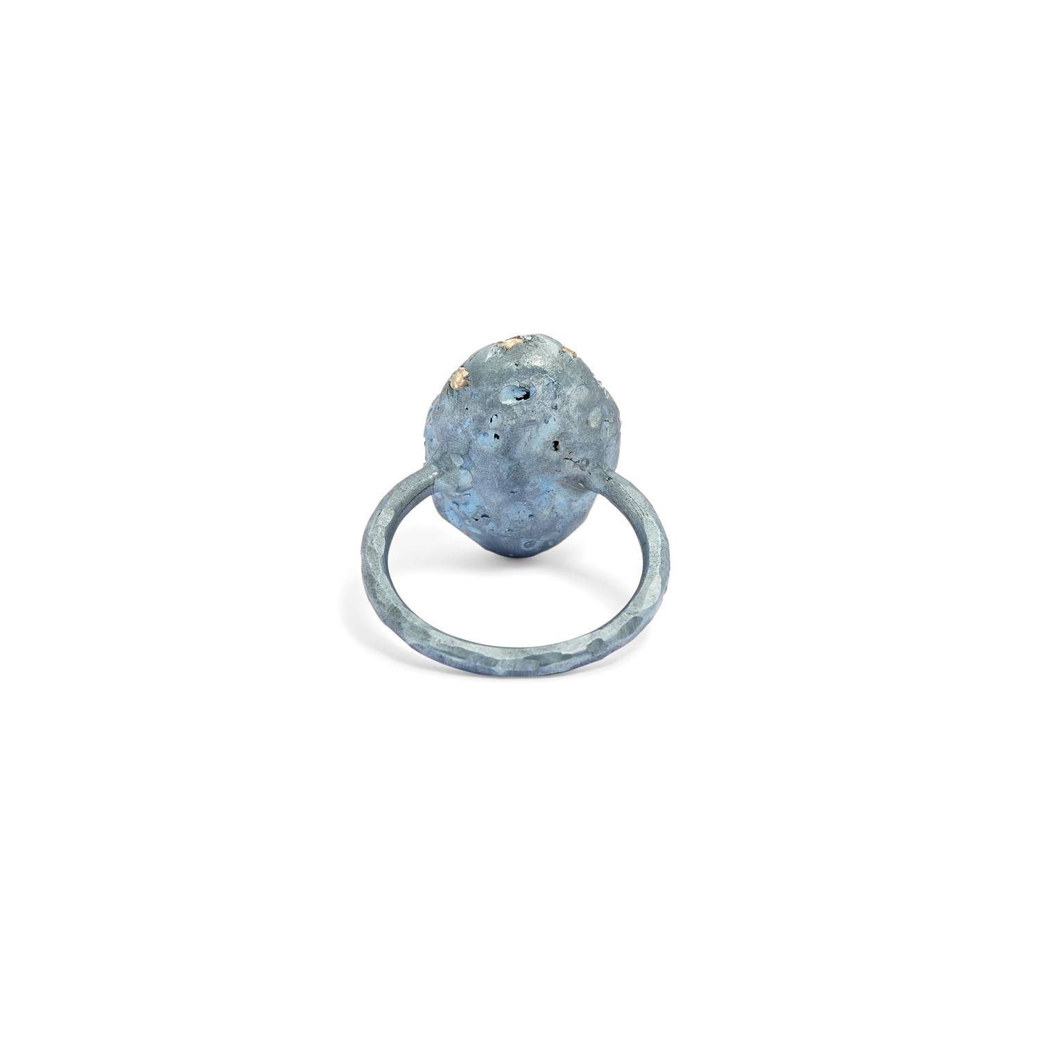 Le Sibille Meteorite Anello Azzurro titanio oro bianco
