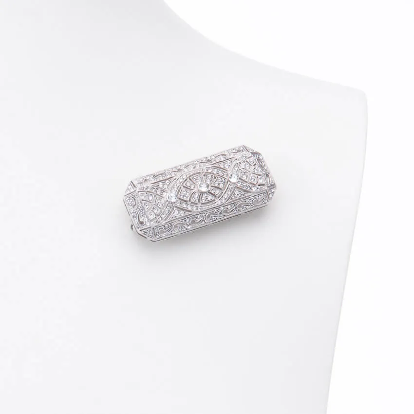 Chic Ad Hoc Spilla Rettangolare Stile Liberty Argento