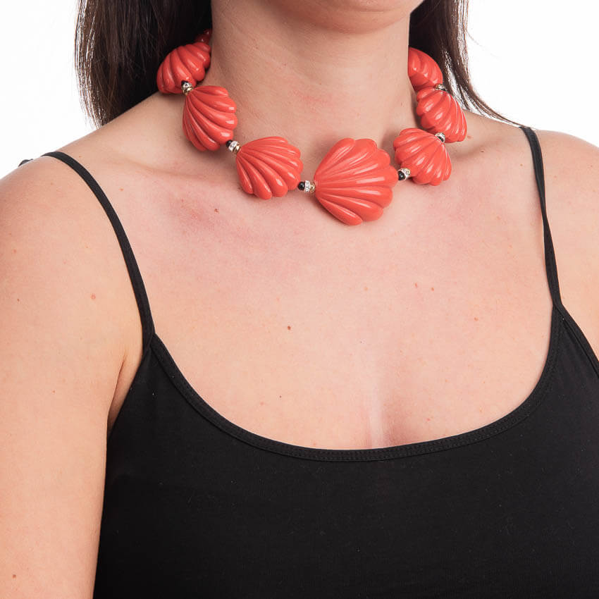Chic Ad Hoc Collane Collana girocollo conchiglie rosso corallo