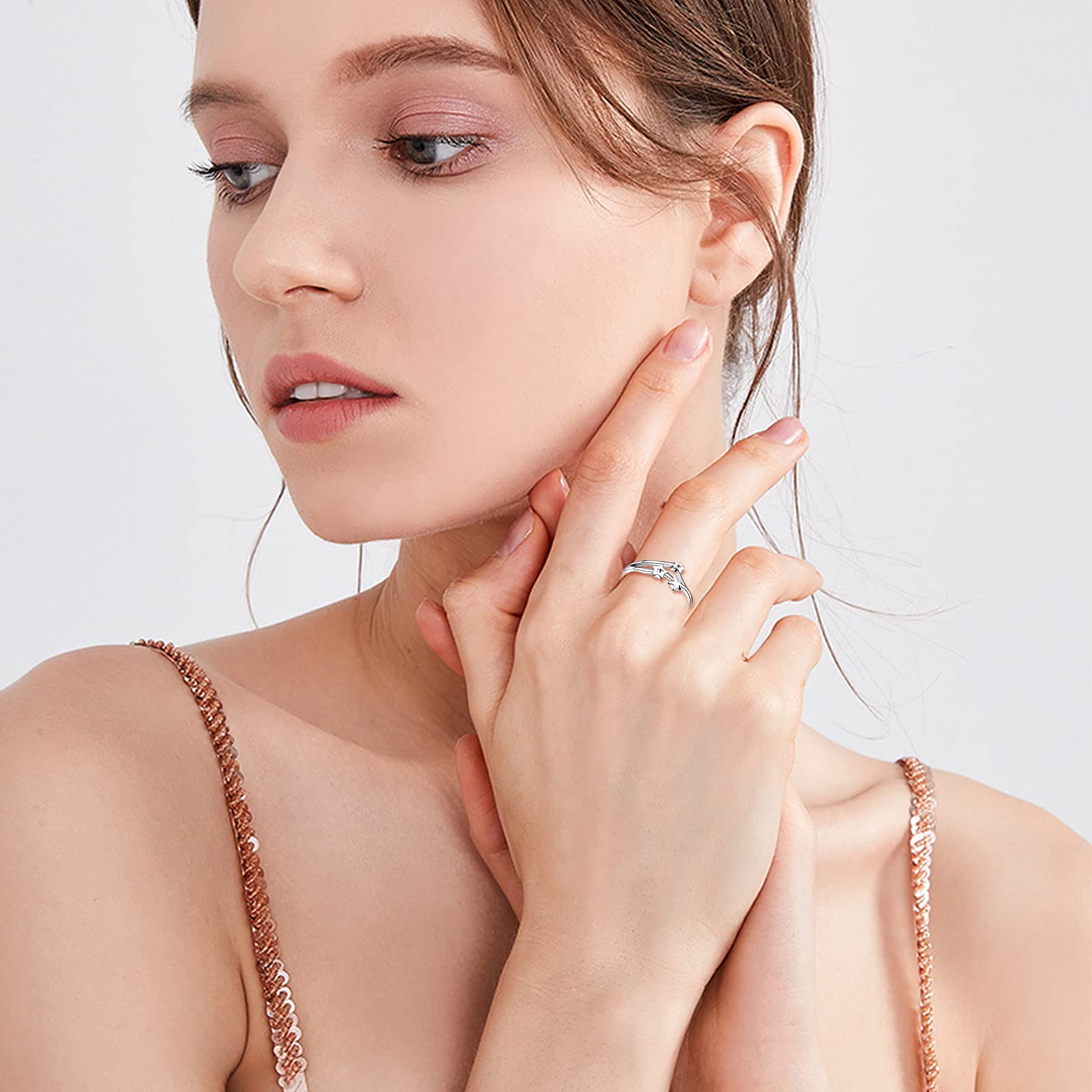INFINIONLY Fashion Rings anello stella argento regolabile