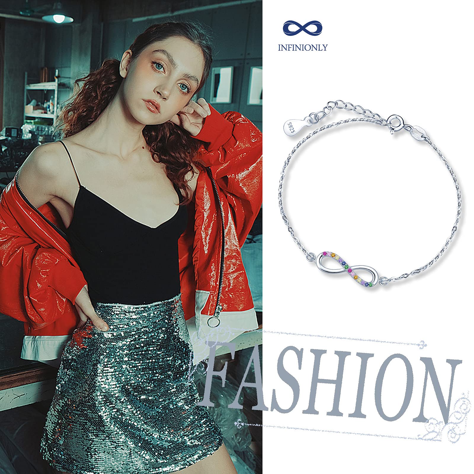 Infinionly Bracciale Infinito Argento 925 Zirconi Donna