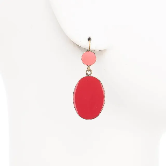 Chic Ad Hoc Orecchini monachella ovale smalto rosso rosa