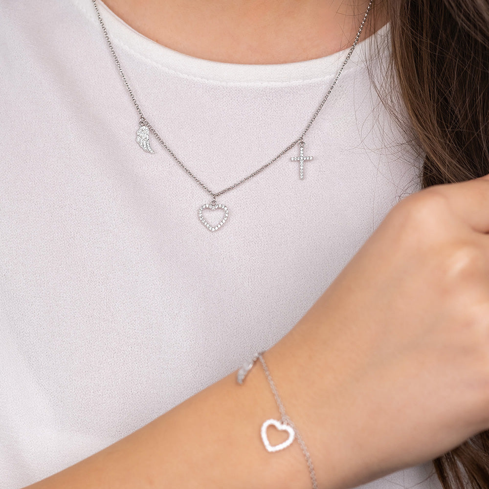 Engelsrufer Glaube Liebe Hoffnung collana argento 925 zirconia