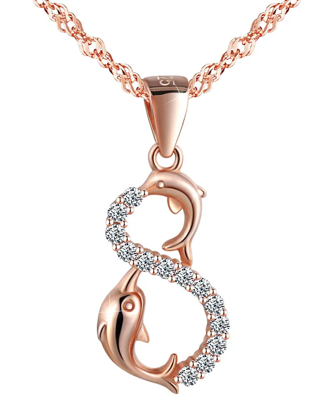 INFINIONLY Fashion Collana Infinito Delfino Oro Rosa Argento 925