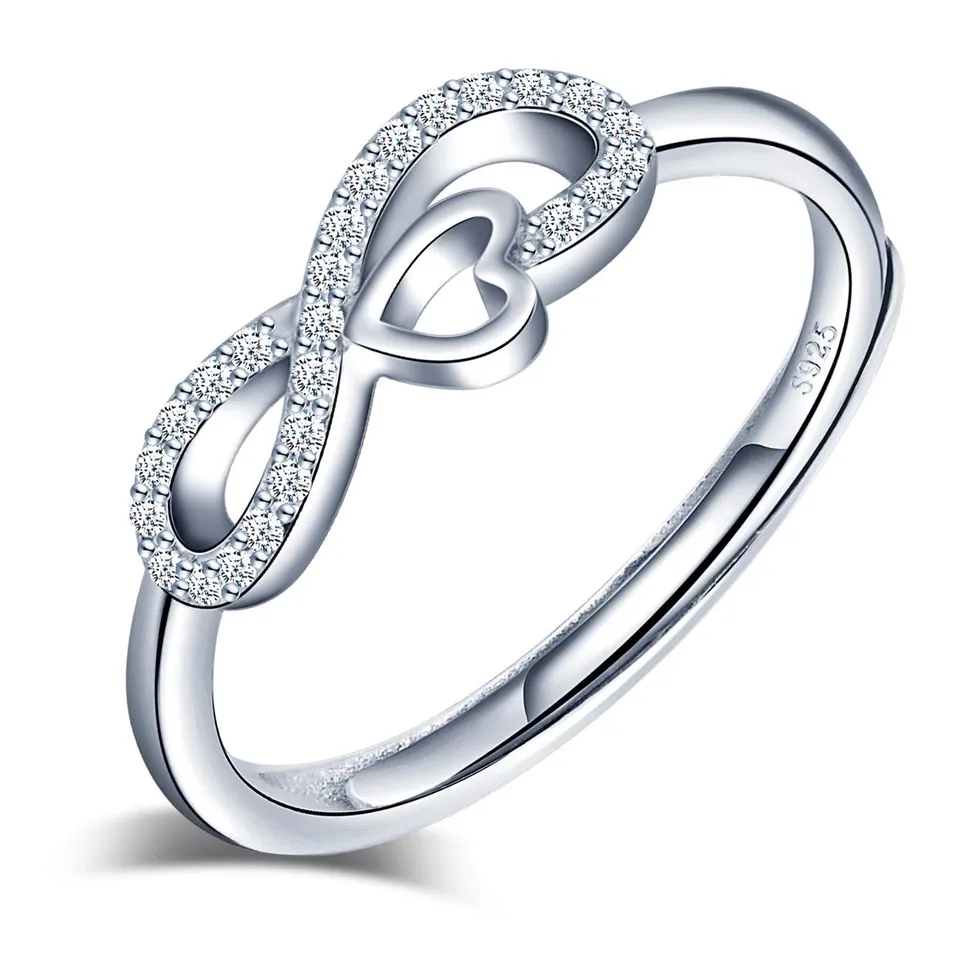 Infinionly Anello Argento 925 Infinito Zircone Aperto