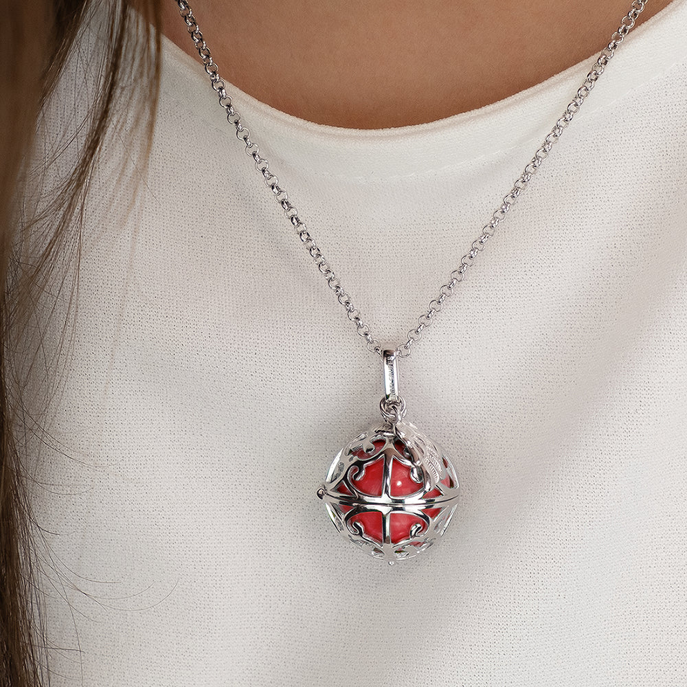 Engelsrufer Ciondolo Ala Argento 925 con Sfera Rossa M